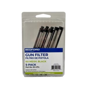 Bedford pistolfilter 60 mesh, svart – 5-pack, ersätter Graco 287032